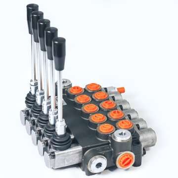 P40 - 5 BANK / 5 STIK Hand Valve Hidrolik P40 - 5 Tuas Spool / Directional Control Valve (G1/2"-G3/8", 40 l/min, 250 bar) - G1/2"