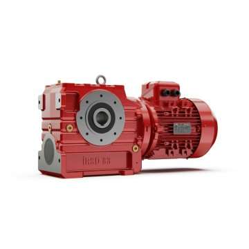 Motor-reduktor I-MAK seri IRSD yang berbentuk silinder cacing.